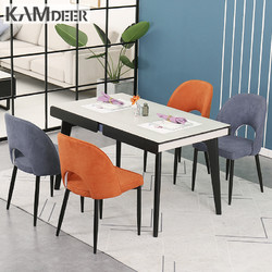 现代简约钢化玻璃餐桌椅组合方形家用轻奢饭桌椅子套装