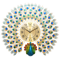 钟表孔雀挂钟客厅家用欧式时尚中国风大气静音简约创意石英钟时钟
