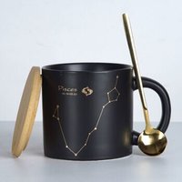 巢品（CHARPEEN）哑光星座陶瓷杯 咖啡杯带盖带勺 办公室喝水杯子情侣双鱼座 *7件