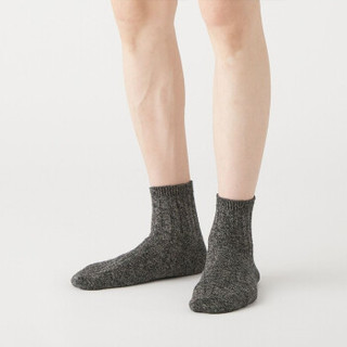 无印良品 MUJI 男式 合脚直角粗细不均纱线 短袜 炭灰色 25-27cm