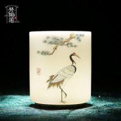 白瓷羊脂玉(松鹤延年)主人杯