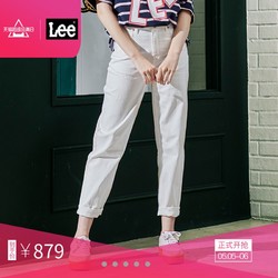 Lee商场同款女款新款白色标准修身小直脚牛仔裤LWZ4114EU14L