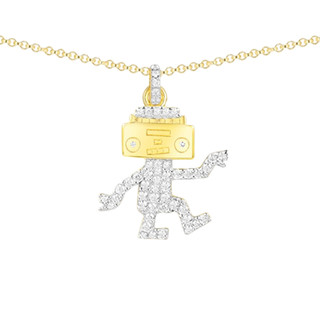 APM Monaco AC3916OXY 女士纯银镶晶跳舞机器人项链 100g 50-69cm 金黄色