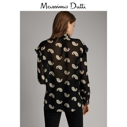 Massimo Dutti 女装 2019秋冬新款荷叶边饰佩斯利花纹衬衫女士印花长袖 05136812800
