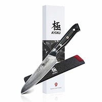 KYOKU Daimyo 系列 - 大马士革厨师刀 - 日本 VG10 钢 - 带护套和护套（6 英寸实用刀）