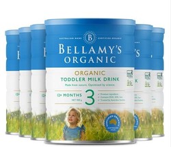 澳洲原装进口 Bellamy’s(贝拉米) 有机幼儿配方奶粉 3段(12月以上) 900g/罐 6罐箱装