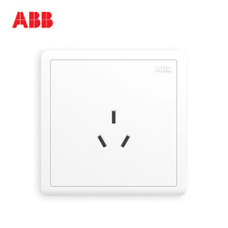 ABB开关插座远致明净白墙壁86型开关面板10普通三孔插座AO203 *10件
