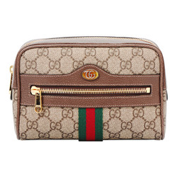 GUCCI 古驰 GUCCI女包 Ophidia系列米色乌木色拼色小号帆布腰包 517076 96I3B 8745-85