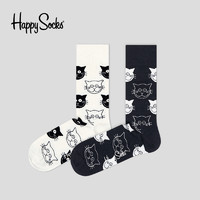 Happy Socks黑白猫咪中筒袜 过瘾奇妙夜