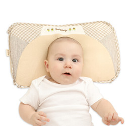 贝谷贝谷(beigubeigu)婴儿枕头0-1-3岁定型枕儿童护头枕麻棉透气新生儿宝宝用品适用 咖色礼盒装42*24cm *2件