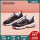 Skechers斯凯奇女鞋秋季D'lites轻质厚底复古熊猫鞋 绣花网布拼接运动休闲鞋13082