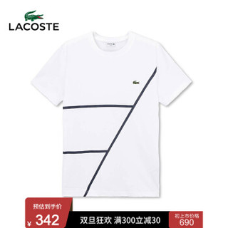 LACOSTE法国鳄鱼男装19春夏线条简约圆领男式T恤|TH3625M1