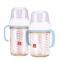 gb好孩子 PPSU婴儿奶瓶 超宽口径奶瓶礼盒(240ml*1只+300ml*1只) (方圆系列-北欧绿) *2件