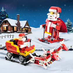 DOUBLE E 双鹰 圣诞老人&雪橇车 C51034 二合一积木