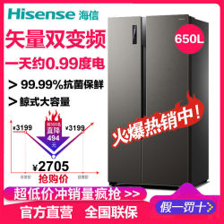 海信650升对开门冰箱双开门变频无霜大容量家用BCD-650WFK1DPUQ