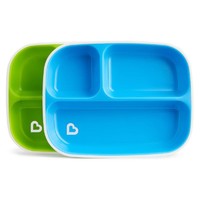满趣健(munchkin）母婴婴幼儿童餐具Spash™防溅分隔盘-2只装（蓝绿）+凑单品
