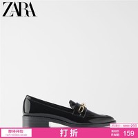 ZARA新款 TRF 女鞋 黑色链饰平底莫卡辛鞋单鞋 17572001040