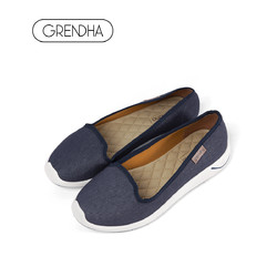 GRENDHA巴西进口新款时尚休闲通勤舒适纯色平底单鞋精品女帆布鞋