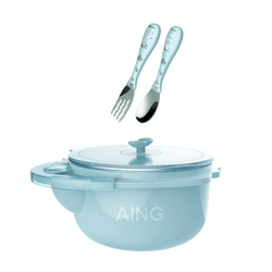爱音（Aing)儿童不锈钢注水保温碗餐具3件套 +凑单品