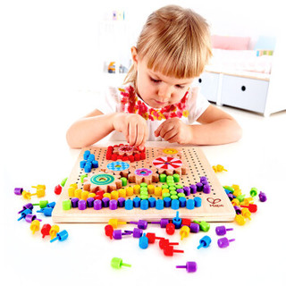 hape 百变像素画 积木拼插玩具 智力早教 3-4-6岁女孩儿童蘑菇钉组合拼插板拼图 百变像素画E8369