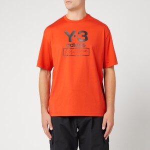 Y-3 男士层叠徽标短袖T恤 橙色