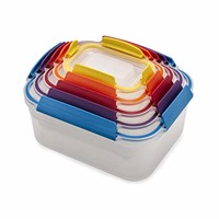 Joseph 81098 Nest Lock 塑料食品保鲜盒套装带可锁定防漏盖，多色 多种颜色 10-piece 81098
