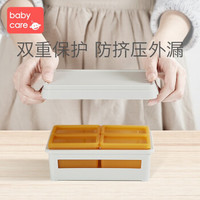 babycare 婴儿辅食盒纳米银硅胶宝宝辅食碗冷冻密封盒便携儿童餐具 洛珊红四件套