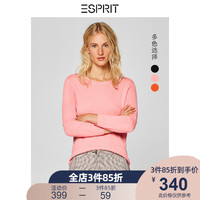 ESPRIT纯山羊绒针织衫女秋冬款休闲长袖外穿圆领套头薄款打底毛衣