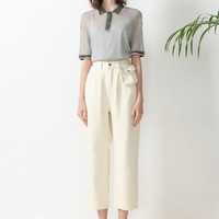 3COLOUR 三彩 G936003N40 女士高腰复古阔腿裤