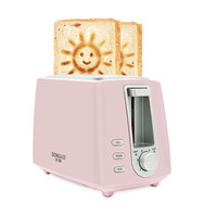 PARKOO/百奥 多士炉 2片烤面包机带图案全自动吐司机家用烤馒头机JD-8108 粉红色（笑脸图案）