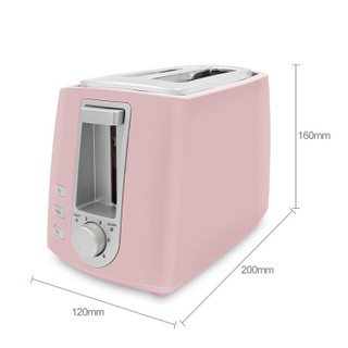 PARKOO/百奥 多士炉 2片烤面包机带图案全自动吐司机家用烤馒头机JD-8108 粉红色（笑脸图案）