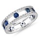 Blue Nile 内空三重式钻石和蓝宝石永恒戒指18k 白金（3/4 克拉总重量）