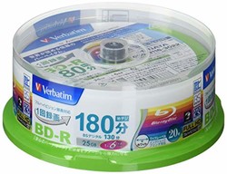 三菱ケミカルメディア Verbatim BD-R VBR130RP20SV1 1回録画用