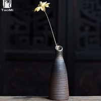 陶迷 复古创意陶瓷柴烧花瓶  5*13cm