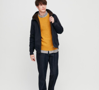 UNIQLO 优衣库 418708 男款仿羊羔绒拉链连帽茄克