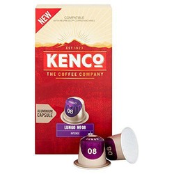 Kenco 浓郁Lungo咖啡 浓度8 - Nespresso兼容铝制咖啡胶囊（10盒装，共100粒胶囊）