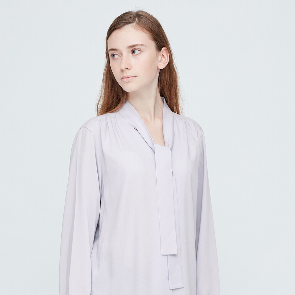 女装蝴蝶结领花式衬衫长袖426206优衣库uniqlo