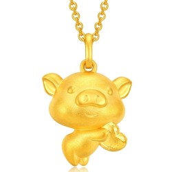 CHOW TAI FOOK 周大福 十二生肖猪 爱心小猪 R21604 黄金吊坠