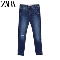 ZARA Z1975 女士破洞装饰中腰紧身牛仔裤