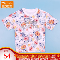 安踏童装2019年夏季新品女童短袖T恤女子花卉系列短袖