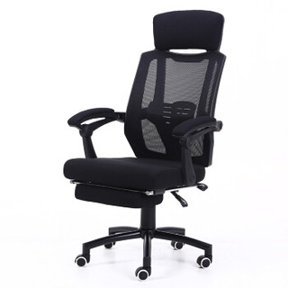 奈高电脑午休椅办公家用人体工学椅时尚网布休闲转椅可躺黑框带隔脚