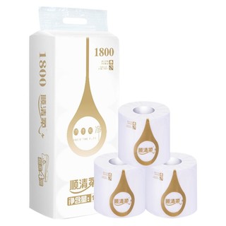 顺清柔卷纸 纯净系列 超韧4层180g/卷*10卷*3（黑金白金随机发货）+凑单4层140g*27卷*3 *6件