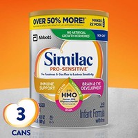 Similac 雅培 Pro-Sensitive 婴儿配方配方奶粉，粉末，34.9盎司（989g），3罐装（一个月供应量）