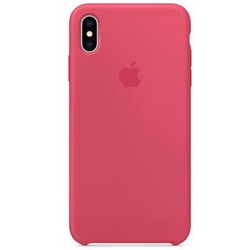 Apple苹果iPhone XS MAX手机壳原装 皮革硅胶手机壳 苹果手机原装正品保护套 硅胶保护壳 - 木槿粉色