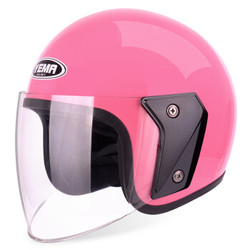 野马（YEMA）电动摩托车头盔 冬季男士电瓶车头盔 女士半盔 安全帽 四季通用6607 粉红色 配透明镜片(均码)