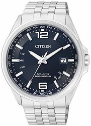 Citizen 西铁城男士腕表 XL号电波手表 石英机芯 不锈钢表带 CB0010-88L