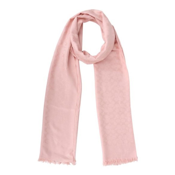 coach 蔻驰 女士粉色桑蚕丝气质毛边围巾