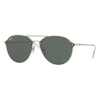 Ray-Ban 雷朋 太阳眼镜男女款金属双梁简约时尚潮流墨镜0RB4292N 632571银色镜框绿色镜片 尺寸62