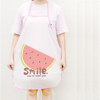 可爱水果防油女士围裙PVC韩版时尚厨房做饭半身成人无袖围腰