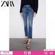 ZARA  新款 女装 Z1975 拼接裤腿牛仔裤 03777221407